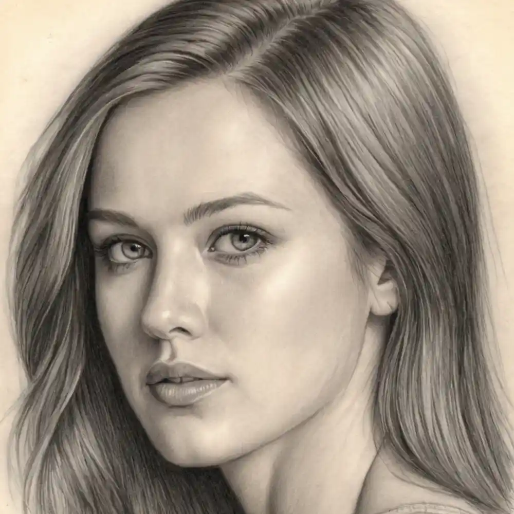 Realistic Woman Pencil Sketch-0146