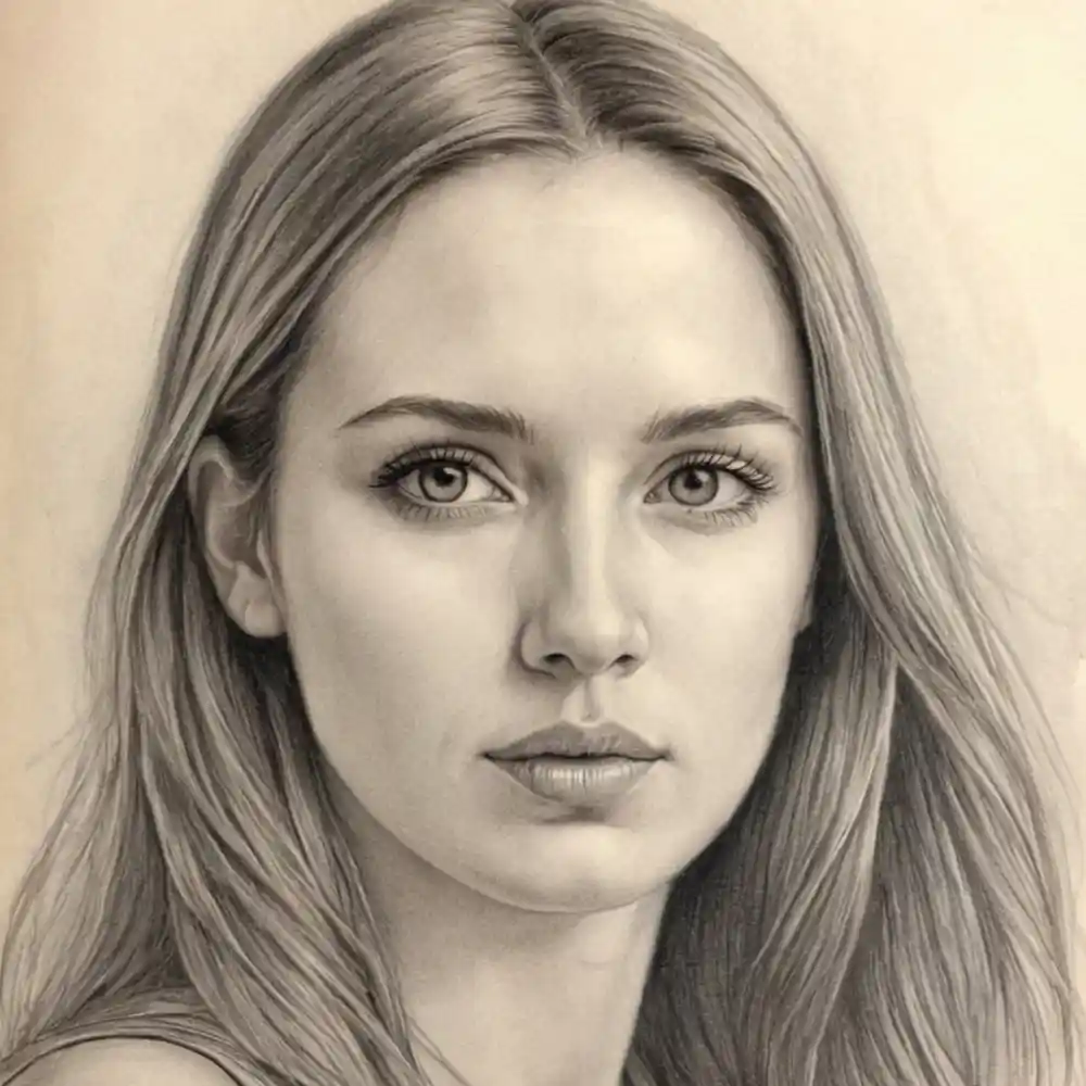 Realistic Woman Pencil Sketch-0147