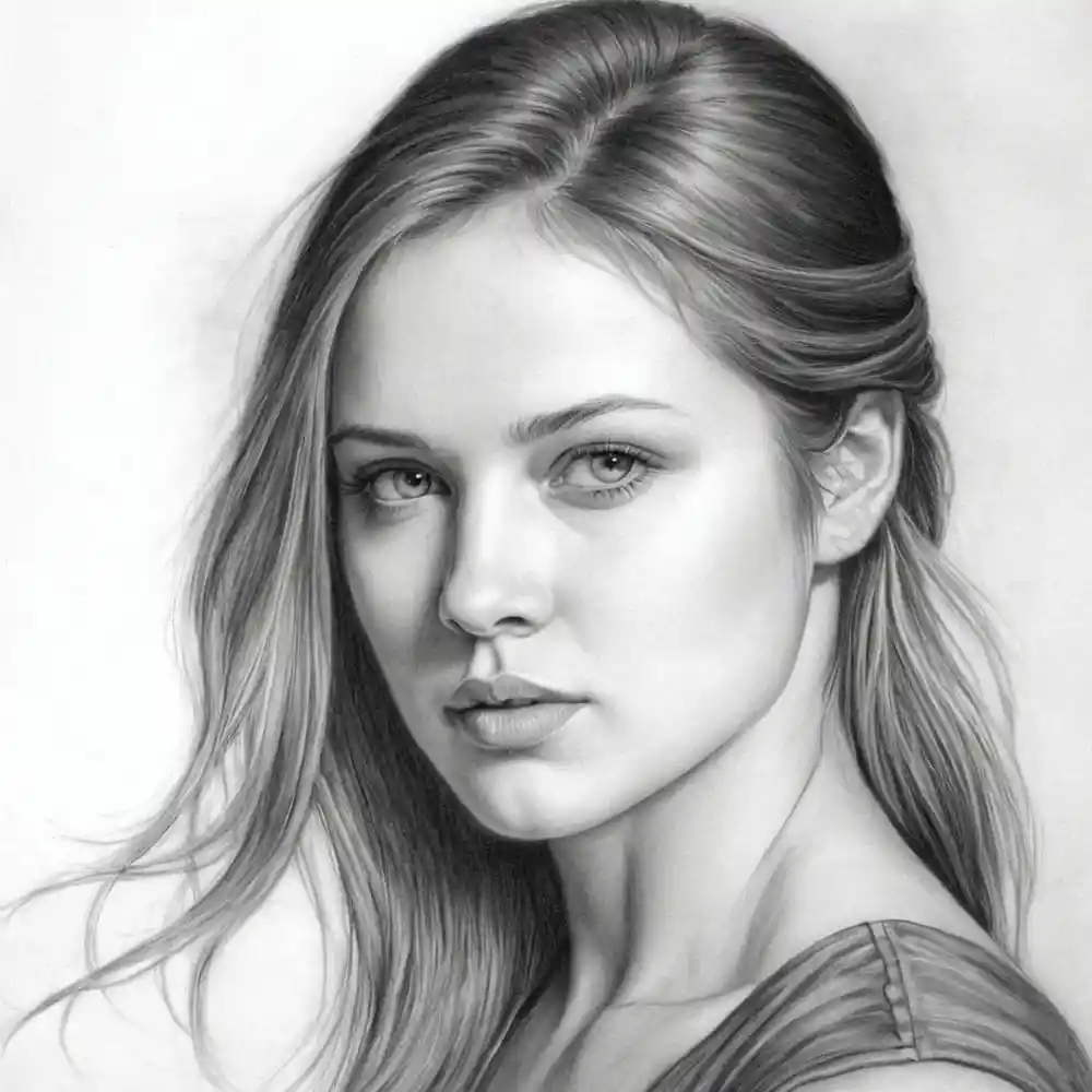 Realistic Woman Pencil Sketch-0150
