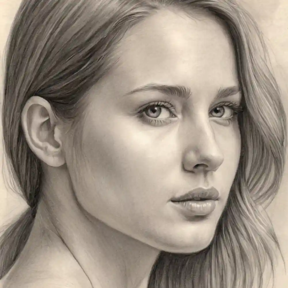 Realistic Woman Pencil Sketch-0152