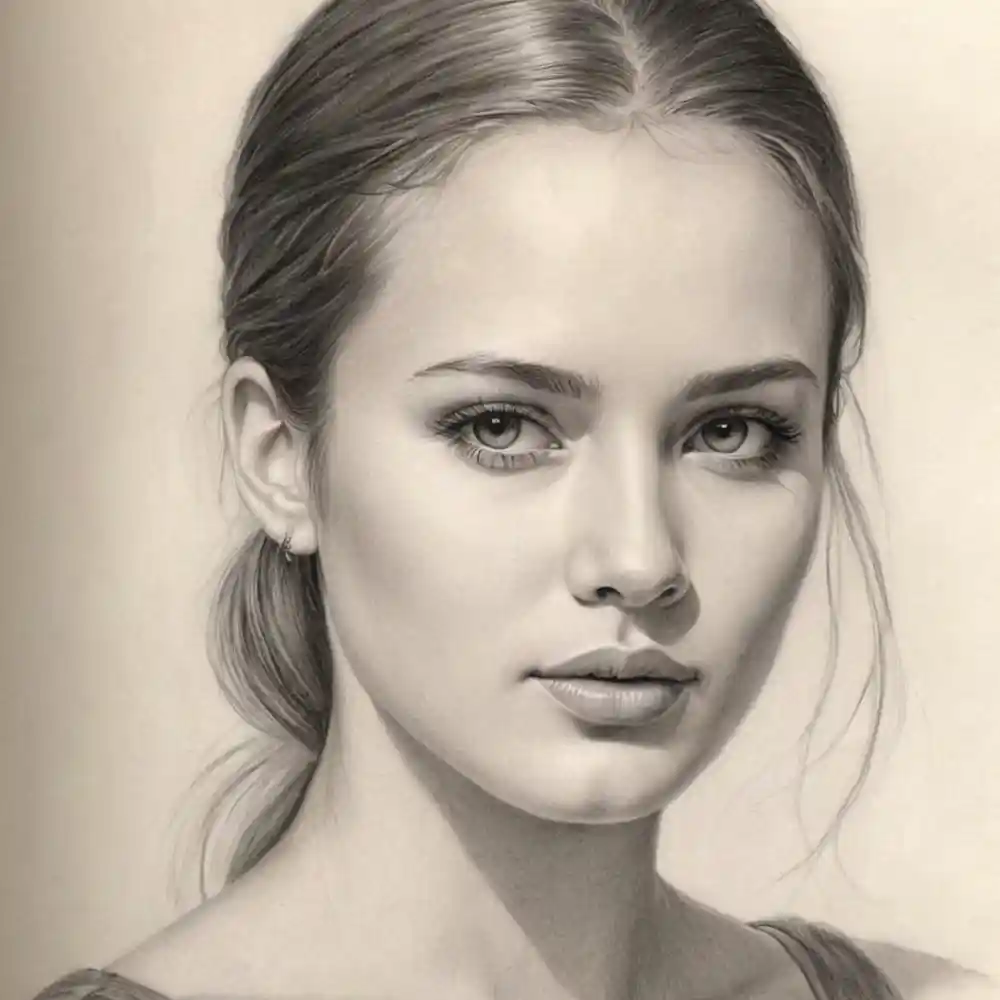 Realistic Woman Pencil Sketch-0153