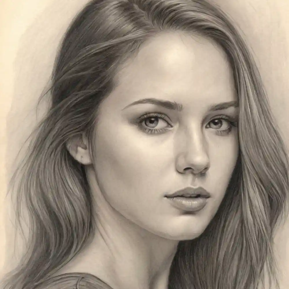 Realistic Woman Pencil Sketch-0154