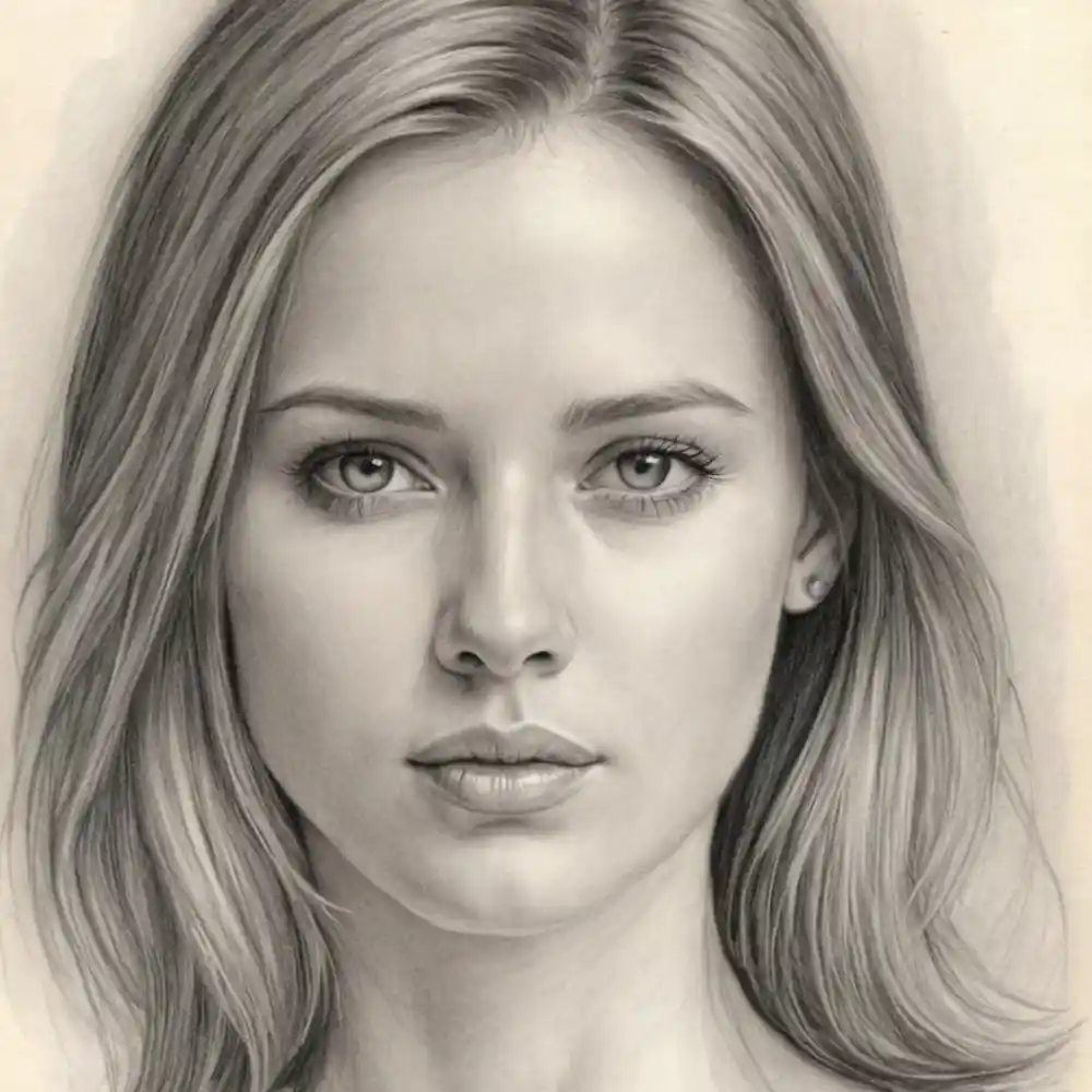 Realistic Woman Pencil Sketch-0155