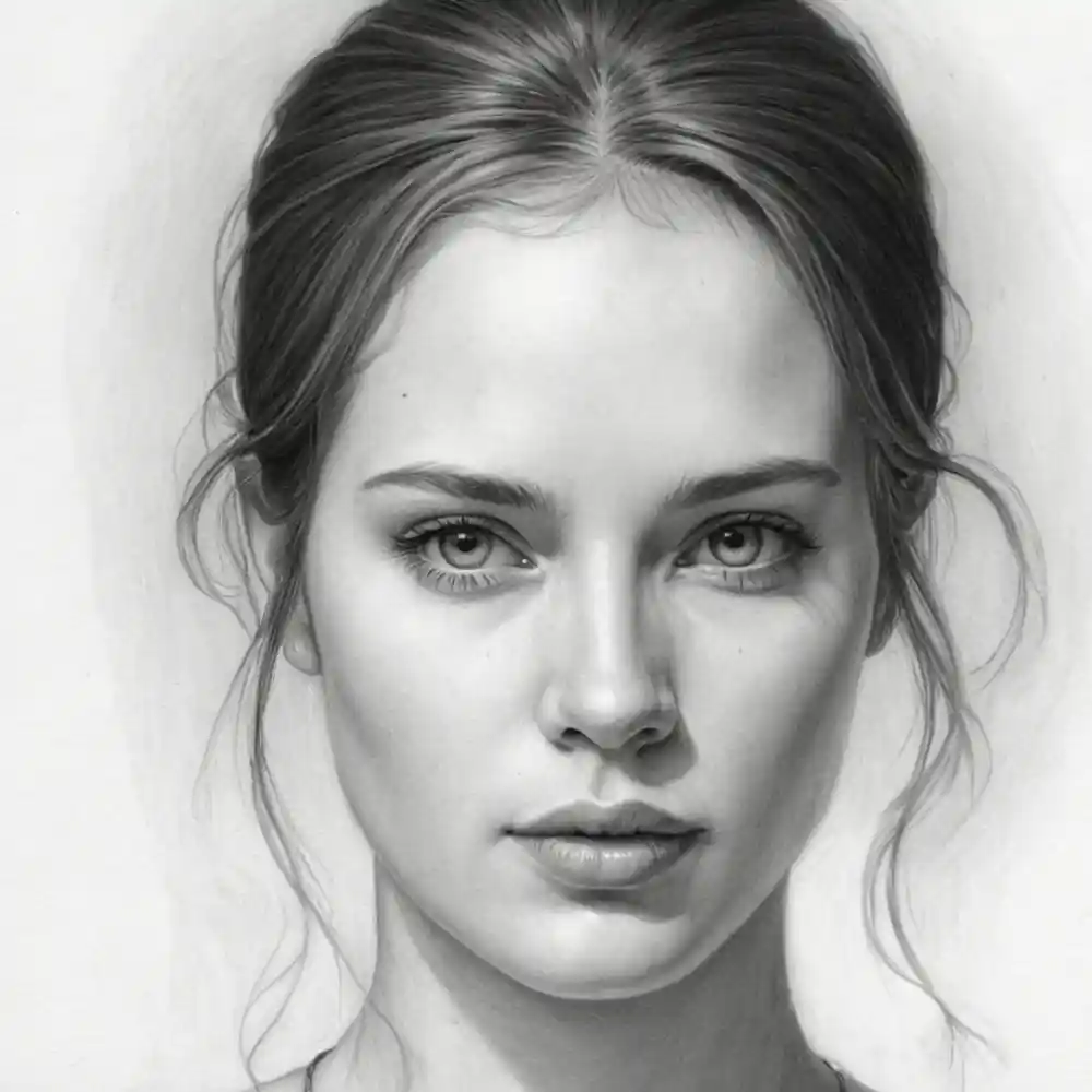 Realistic Woman Pencil Sketch-0158