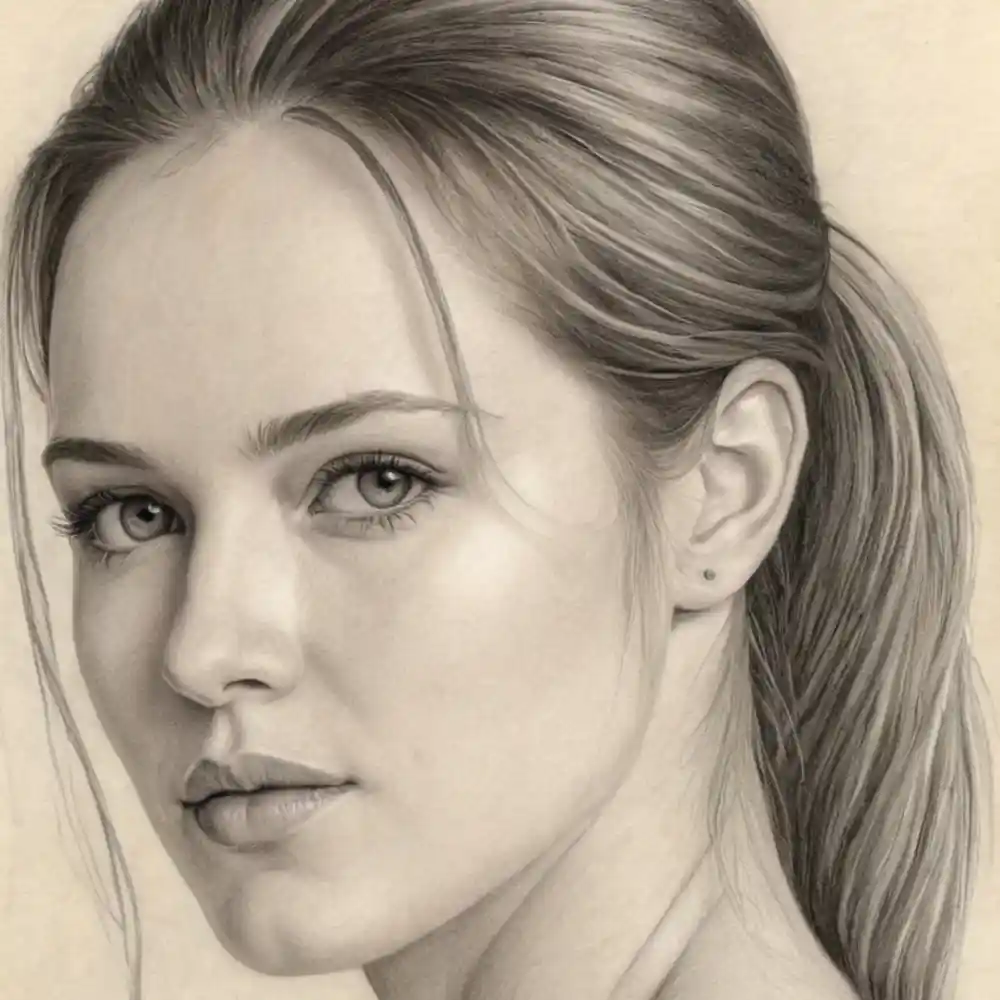 Realistic Woman Pencil Sketch-0159