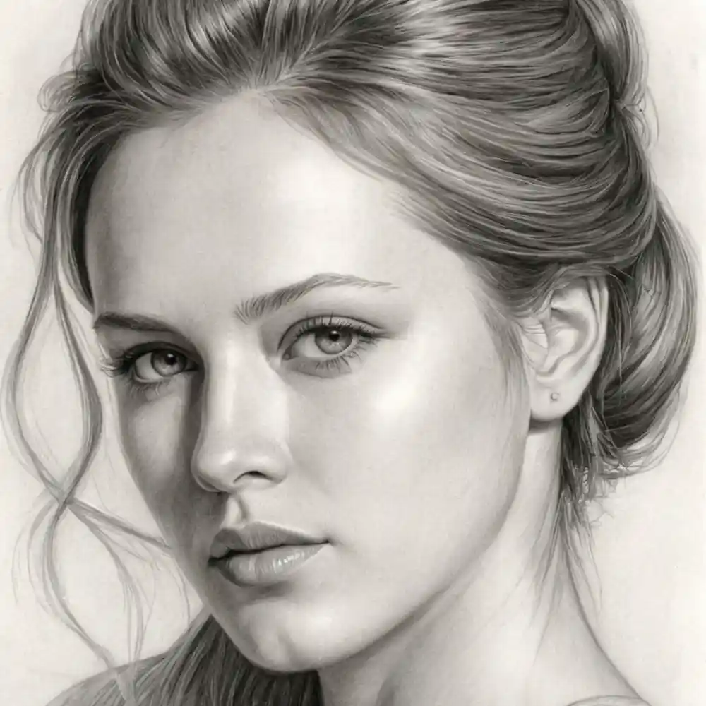 Realistic Woman Pencil Sketch-0163