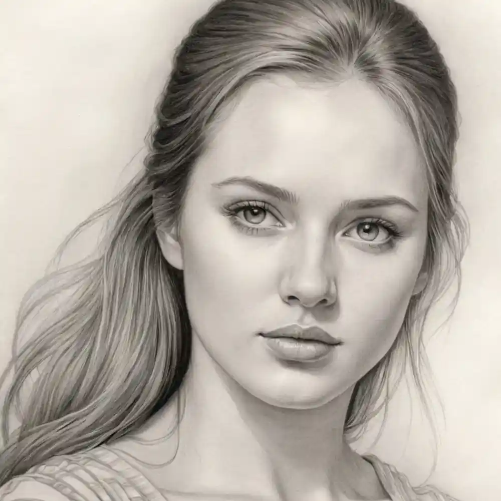Realistic Woman Pencil Sketch-0164