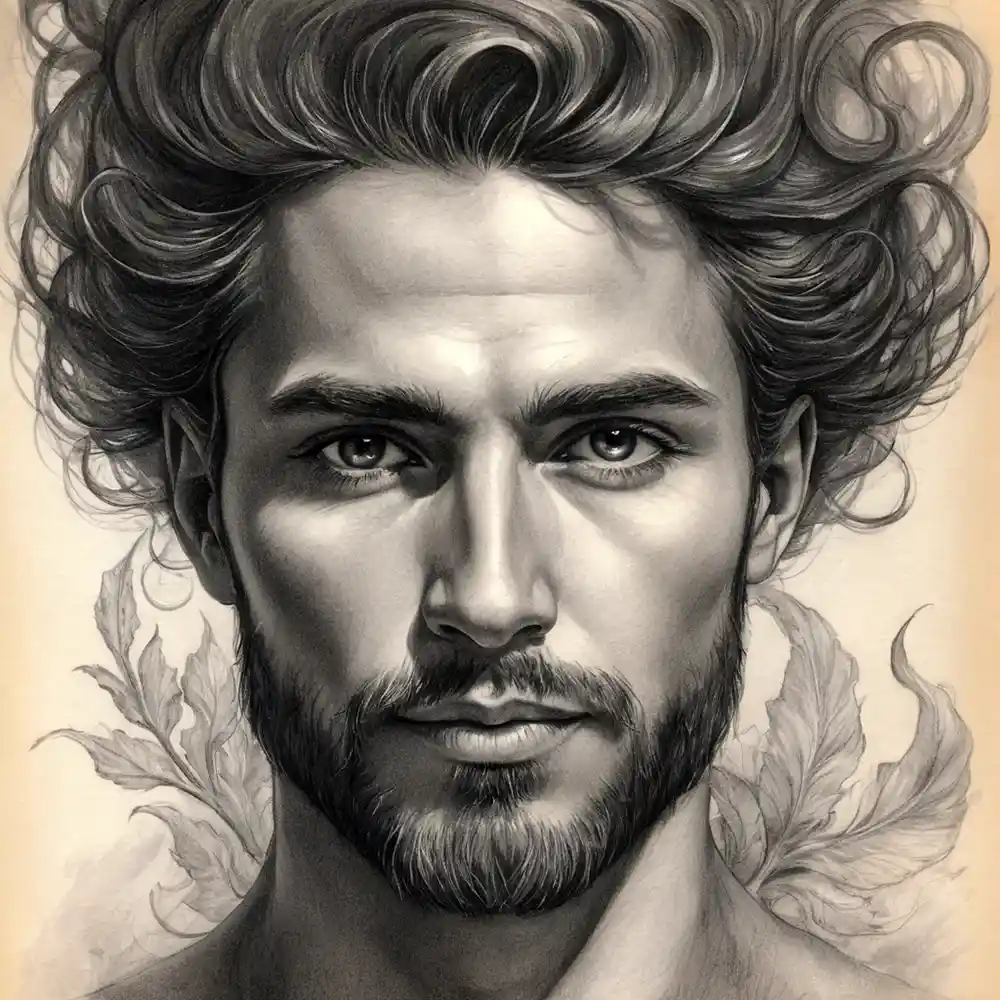 Black Pencil Sketch Drawing Portrait Of Man