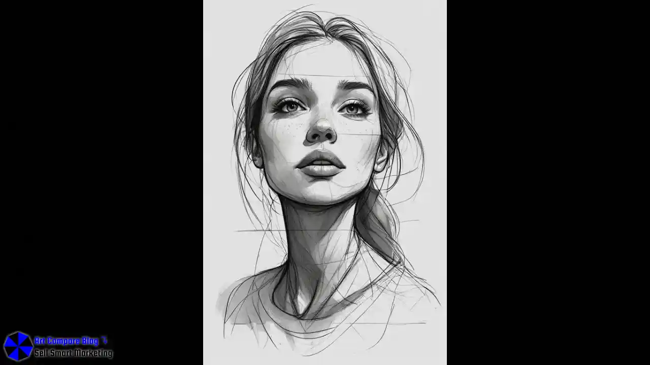 Hand Drawn Female Portrait with Soft Shading
