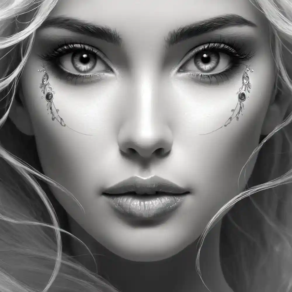 Face Sketch Drawing In Monochrome Style