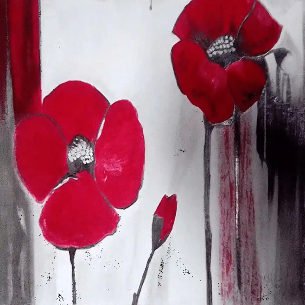Abstract Red Poppy Floral Painting