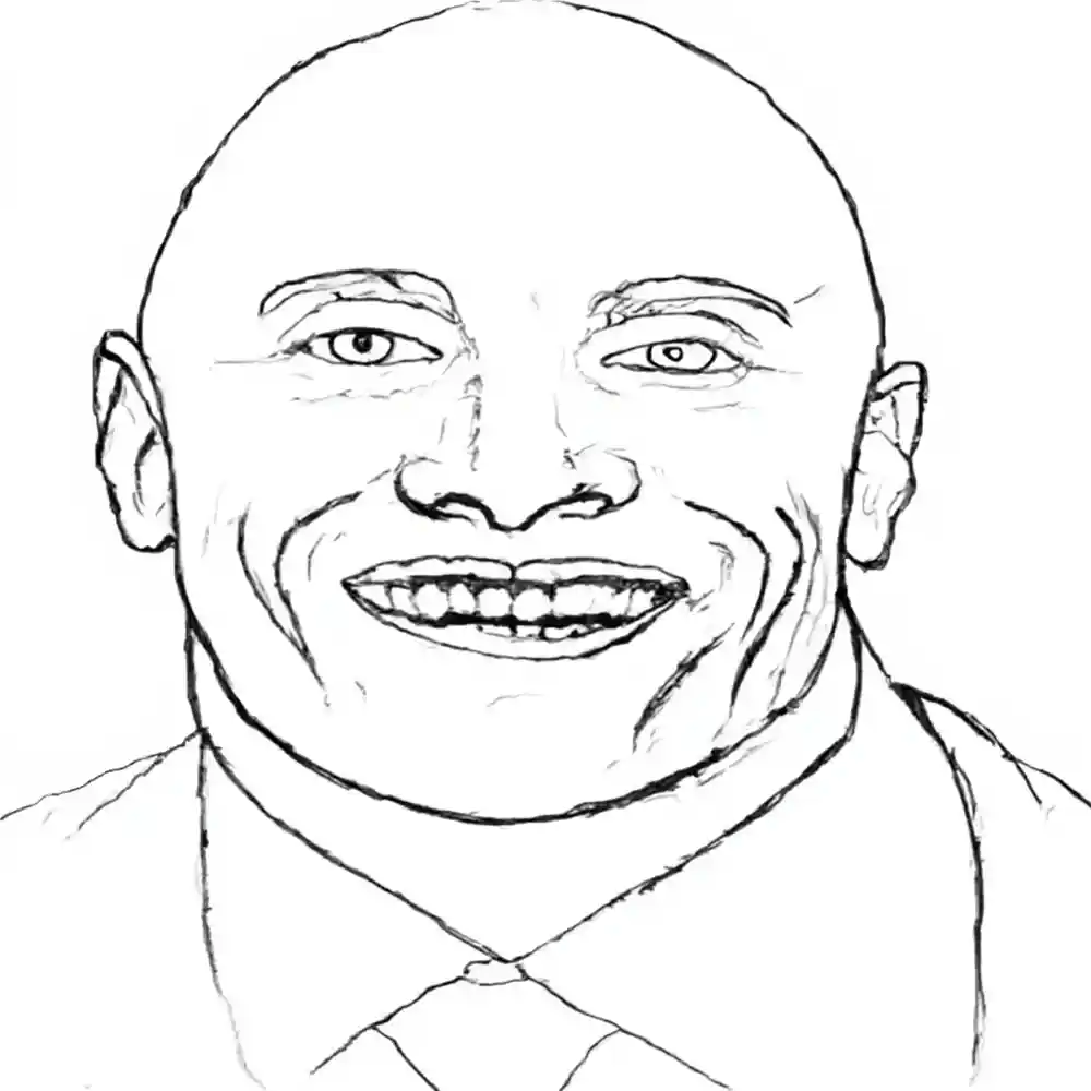 Bald Smiling Man Sketch Portrait-Outline