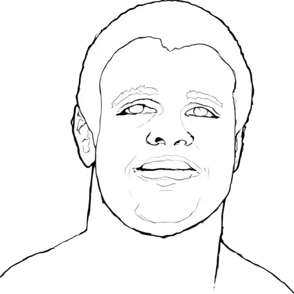Hand-Drawn Portrait of Smiling Man-Oultine
