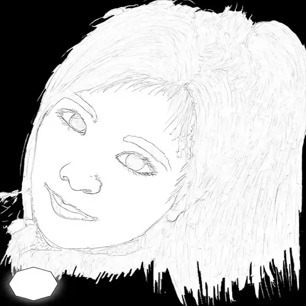 Handmade Sketch of Curious Woman-Outline