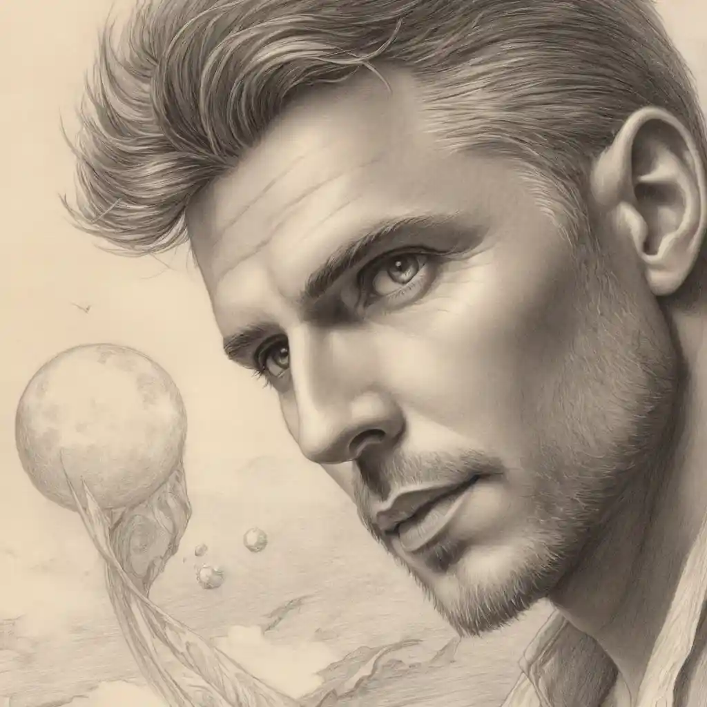 Graphite Pencil Sketch Close-Up Of Man