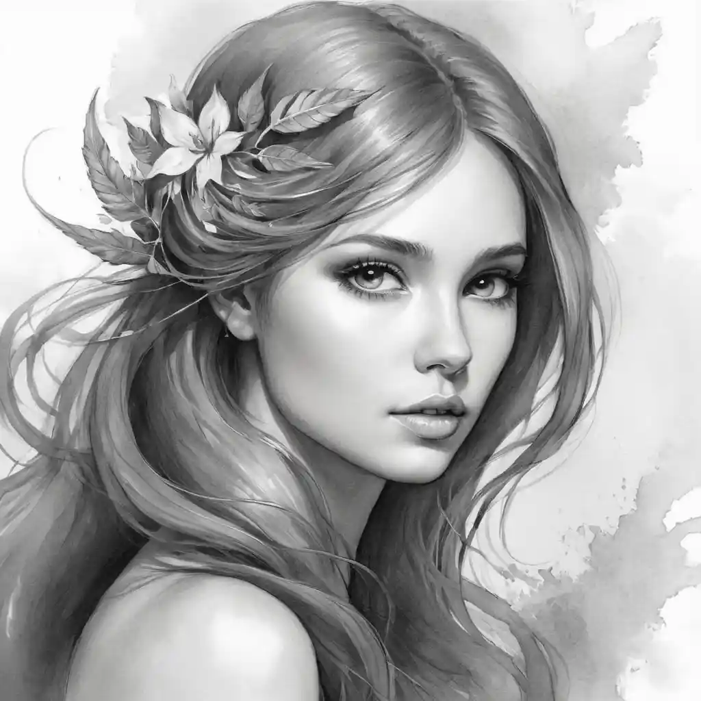 Black And White Handmade Portrait Sketch