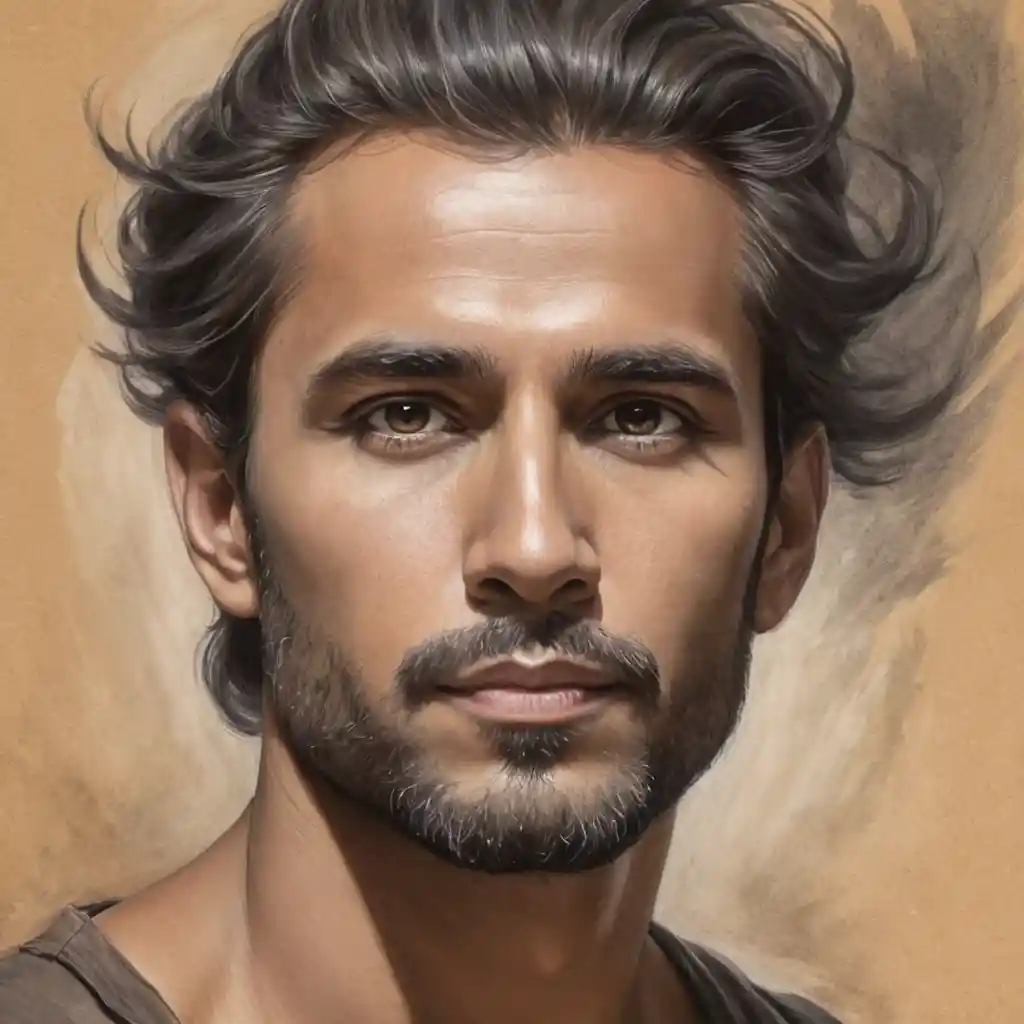 Charcoal Shading Portrait Drawing Of Man