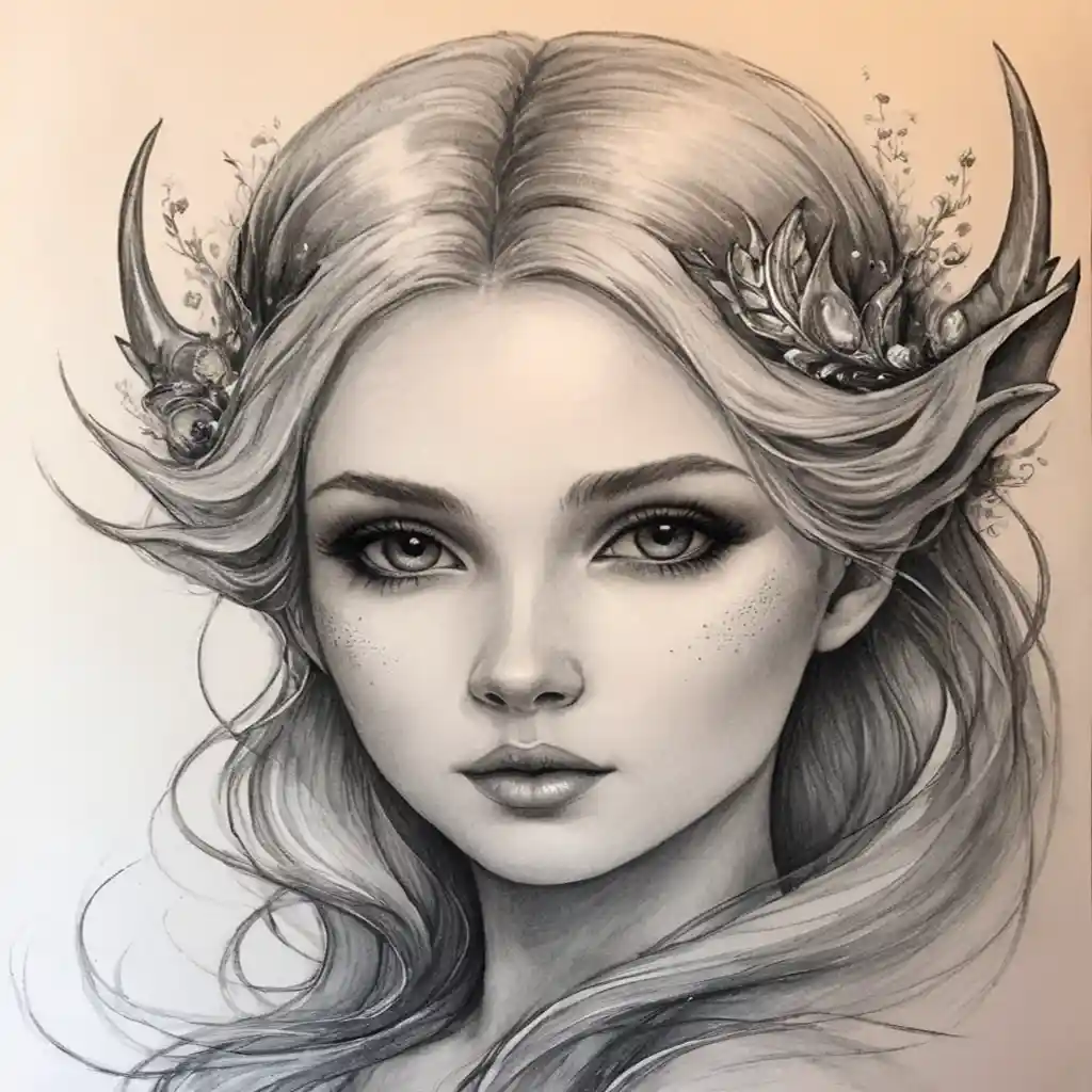 Black Pencil Sketch Handmade Portrait Art