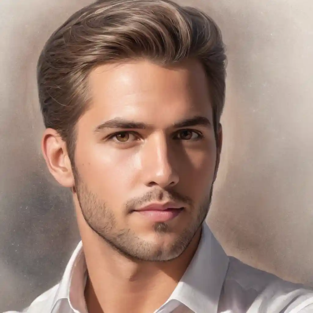 Close-Up Male Portrait Pencil Sketch Drawing