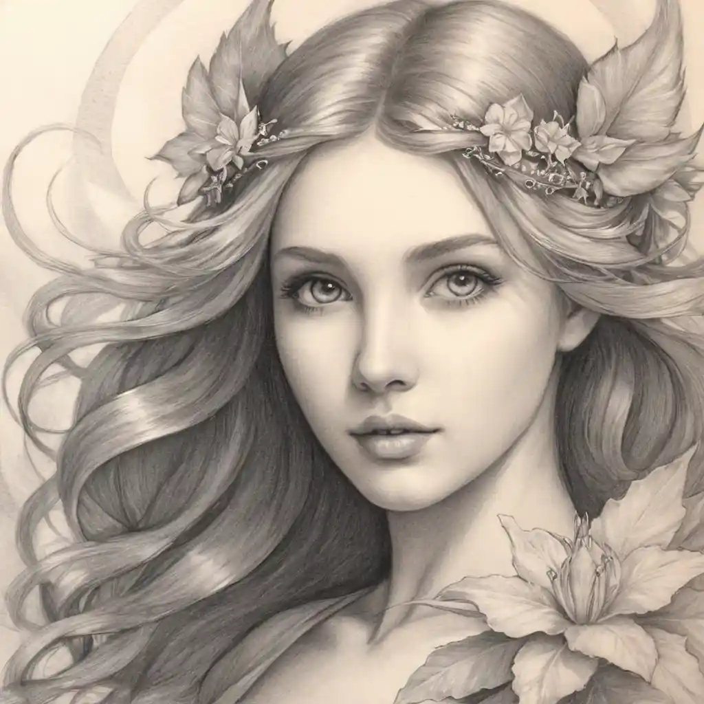 Graphite Pencil Portrait Handmade Close-Up