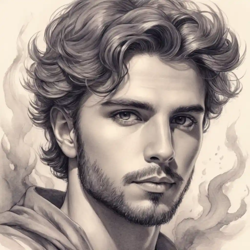 Black Pencil Shading Portrait Drawing Male