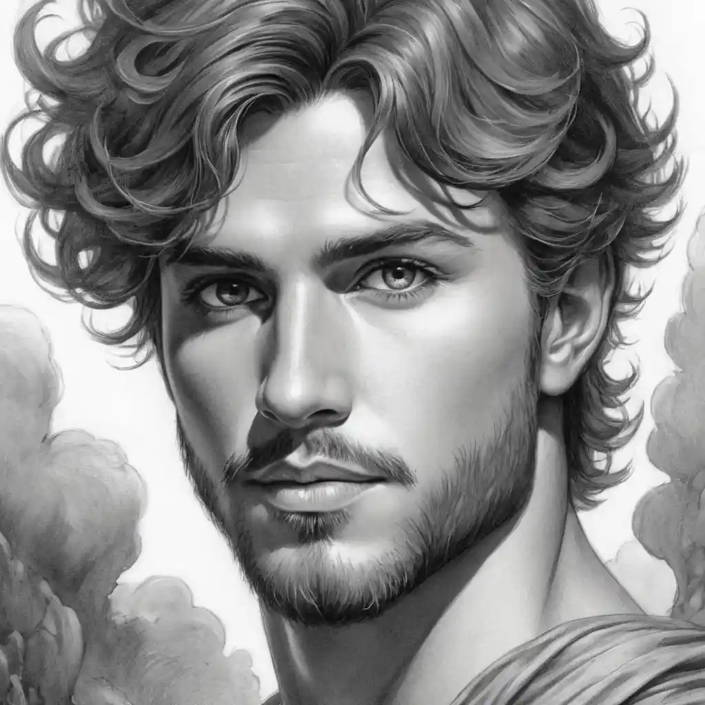 Black And White Pencil Sketch Close-Up Male