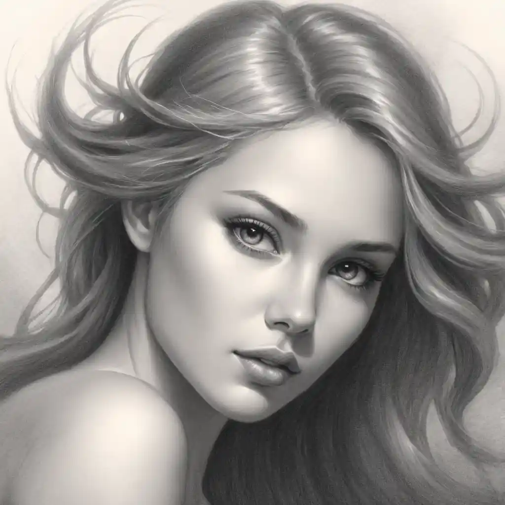 Realistic Graphite Sketch Portrait Close-Up