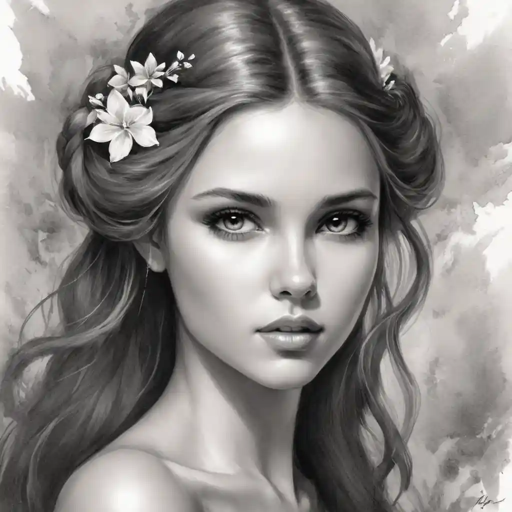 Black And White Portrait Sketch Handmade Art