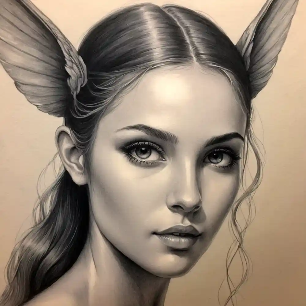 Black Pencil Portrait Handmade Realistic Drawing