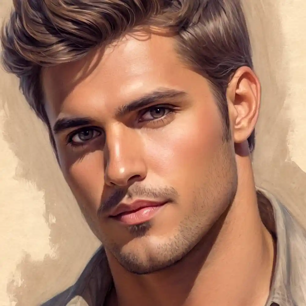 Pencil Sketch Male Portrait Close-Up Drawing