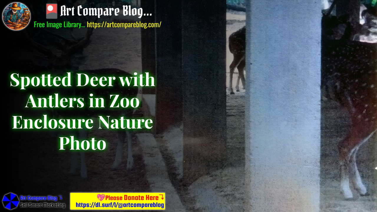 Spotted Deer with Antlers in Zoo Enclosure Nature Photo
