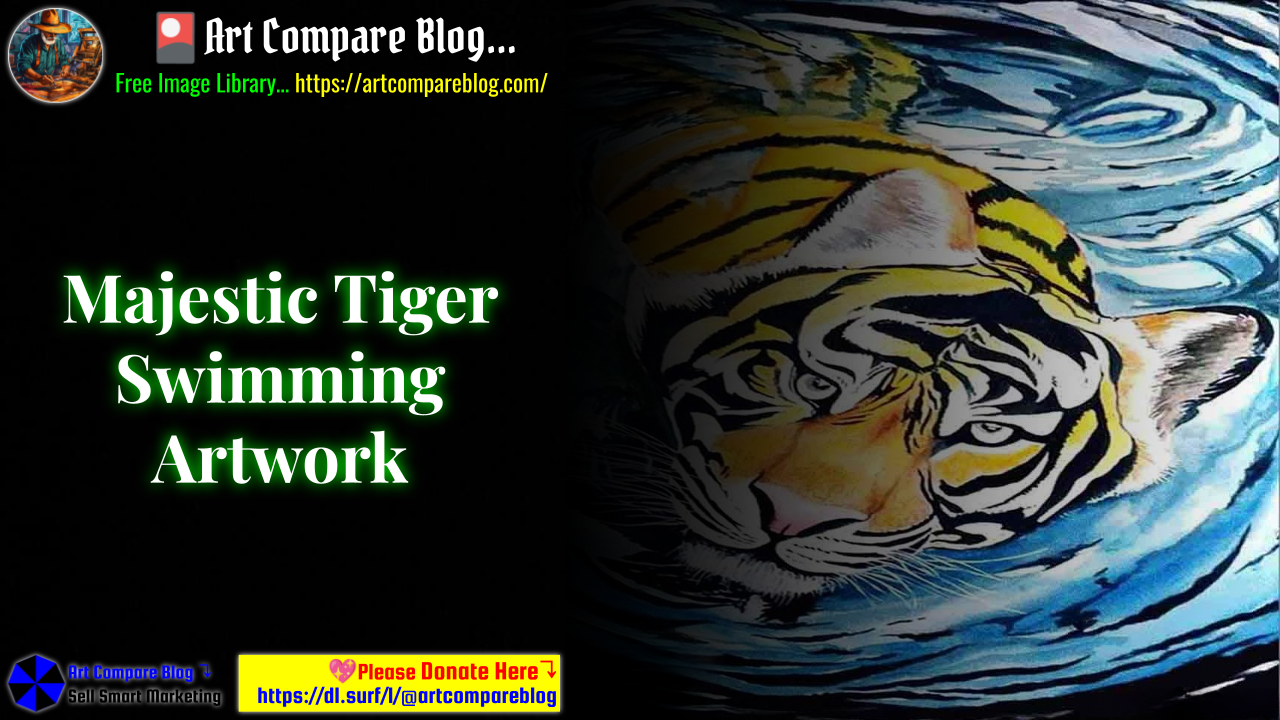 Majestic Tiger Swimming Artwork