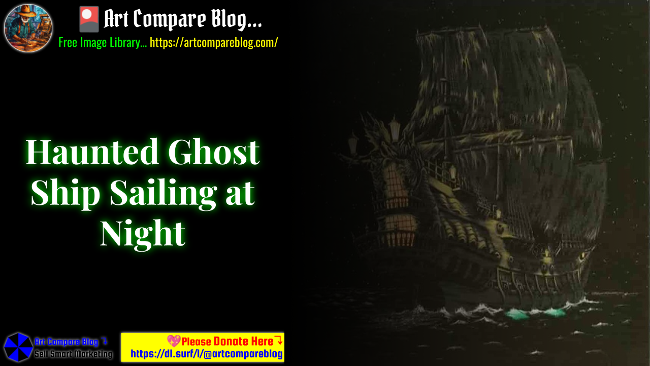Haunted Ghost Ship Sailing at Night