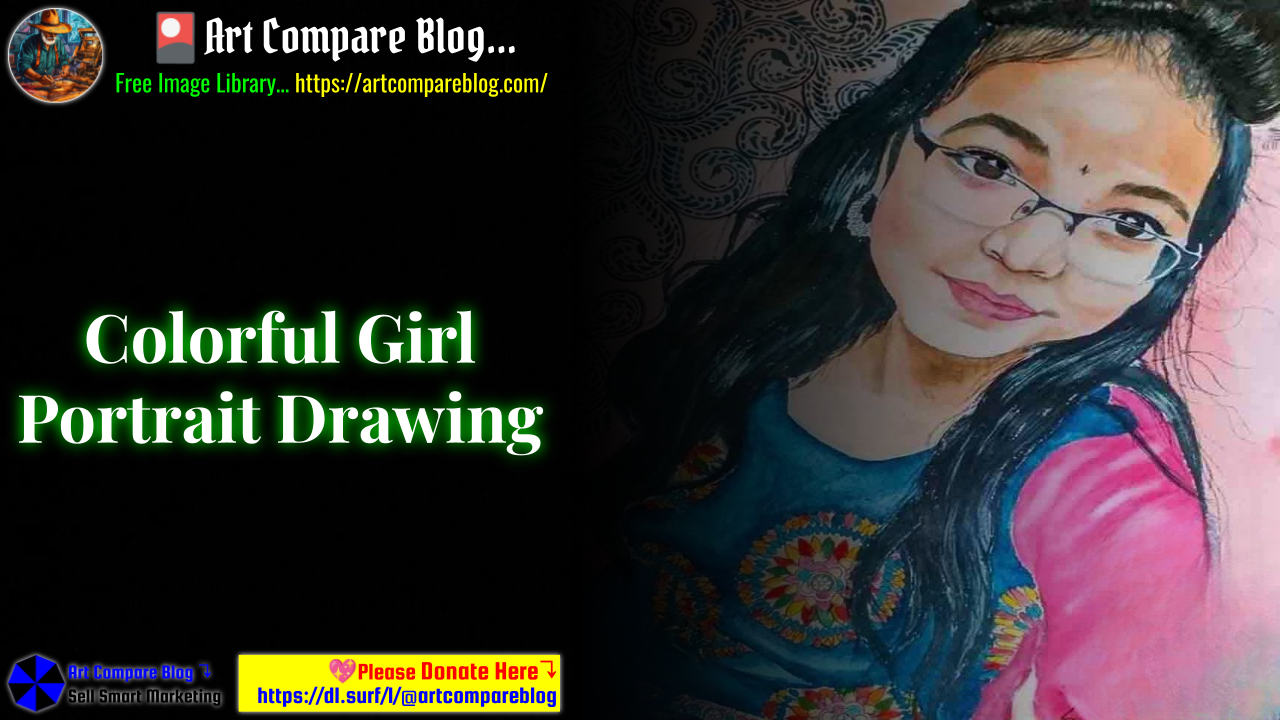 Colorful Girl Portrait Drawing