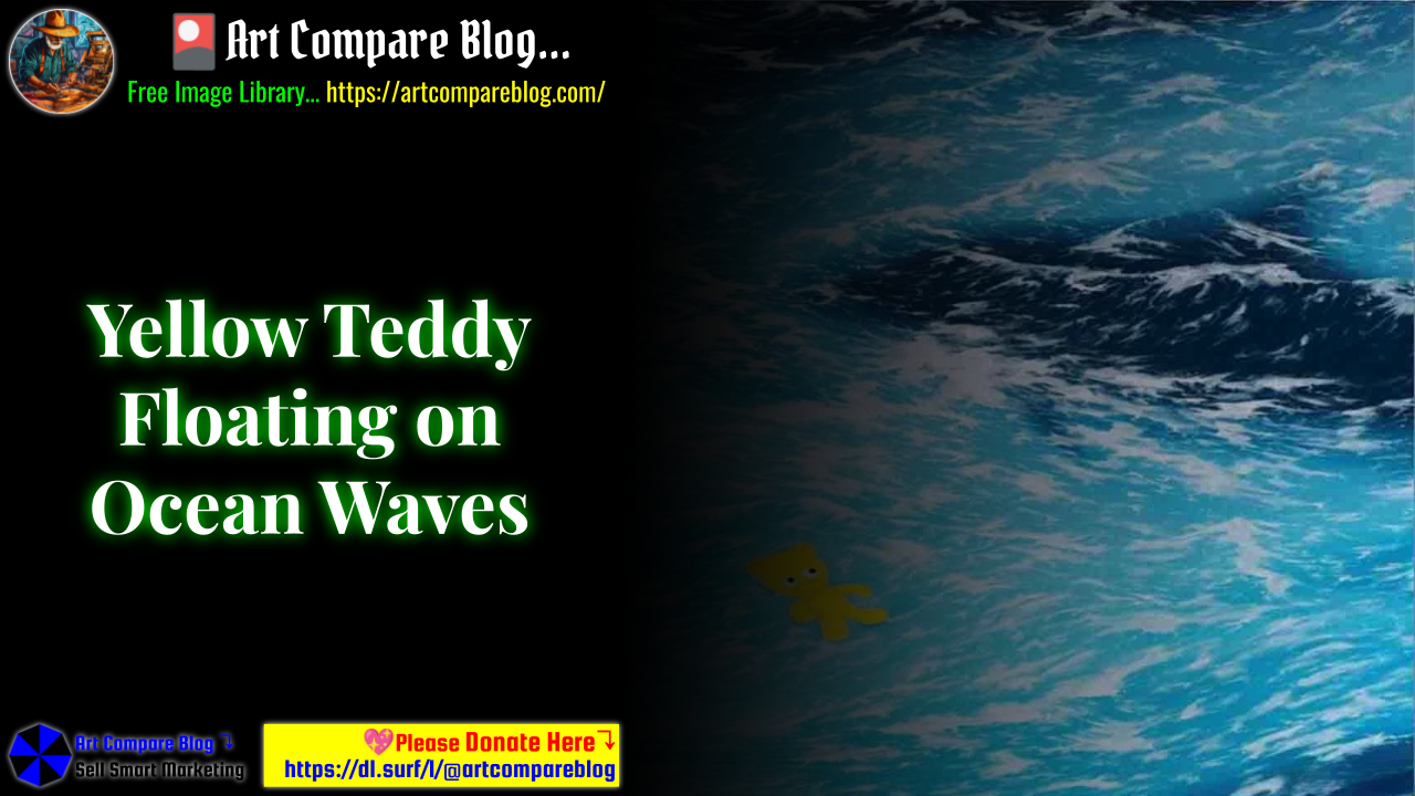 Yellow Teddy Floating on Ocean Waves