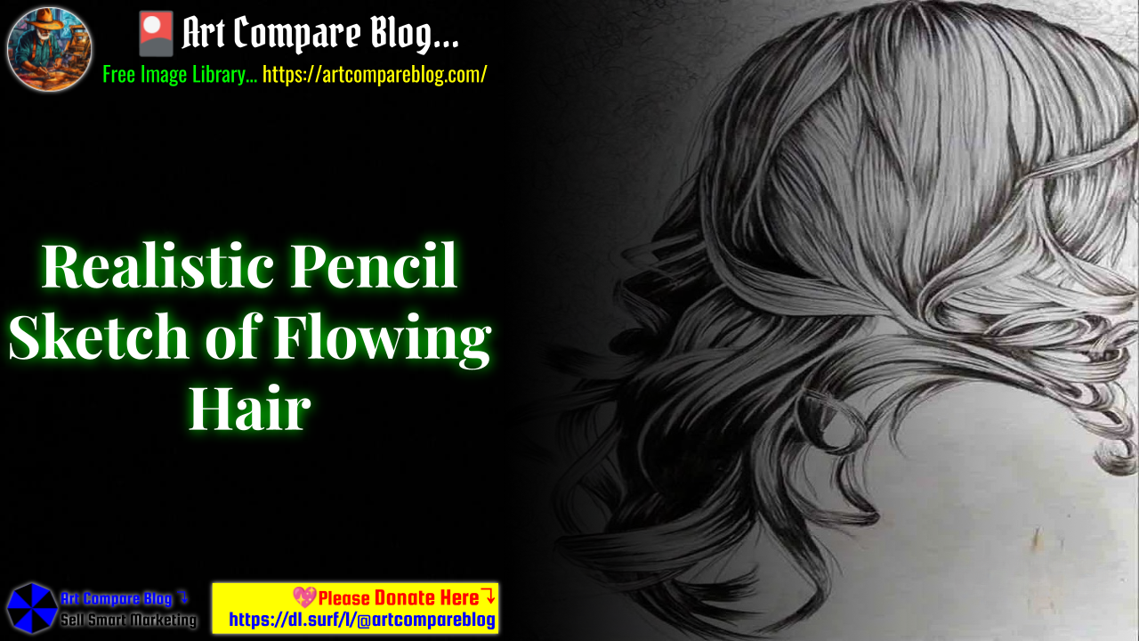 Realistic Pencil Sketch of Flowing Hair