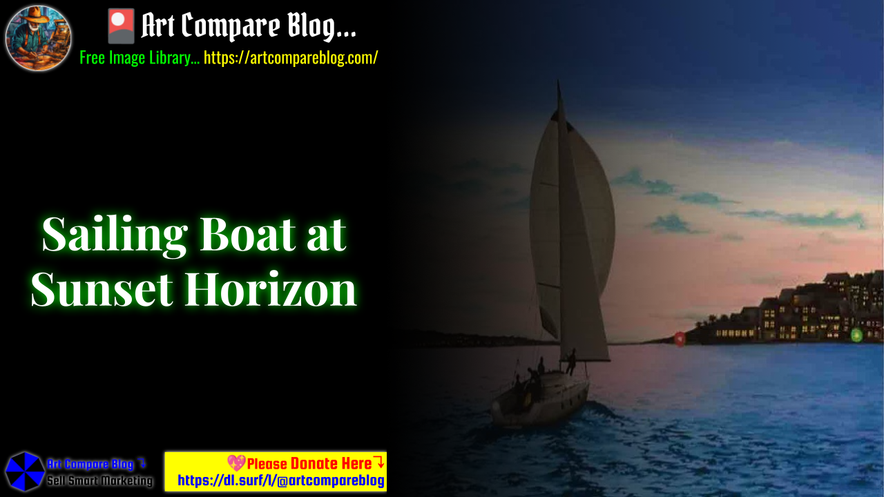 Sailing Boat at Sunset Horizon