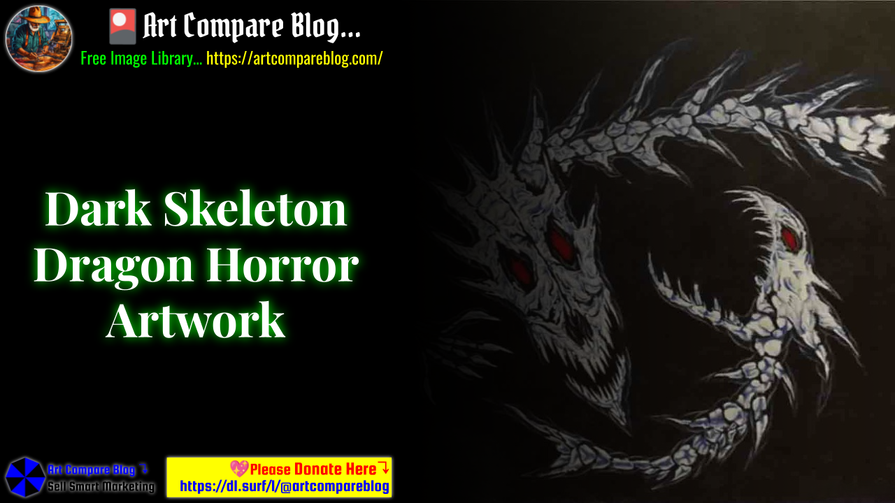 Dark Skeleton Dragon Horror Artwork
