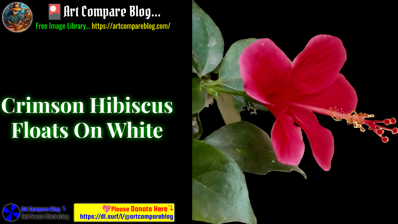 Crimson Hibiscus Floats On White