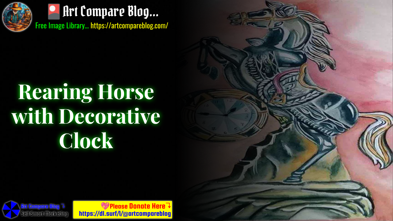 Rearing Horse with Decorative Clock