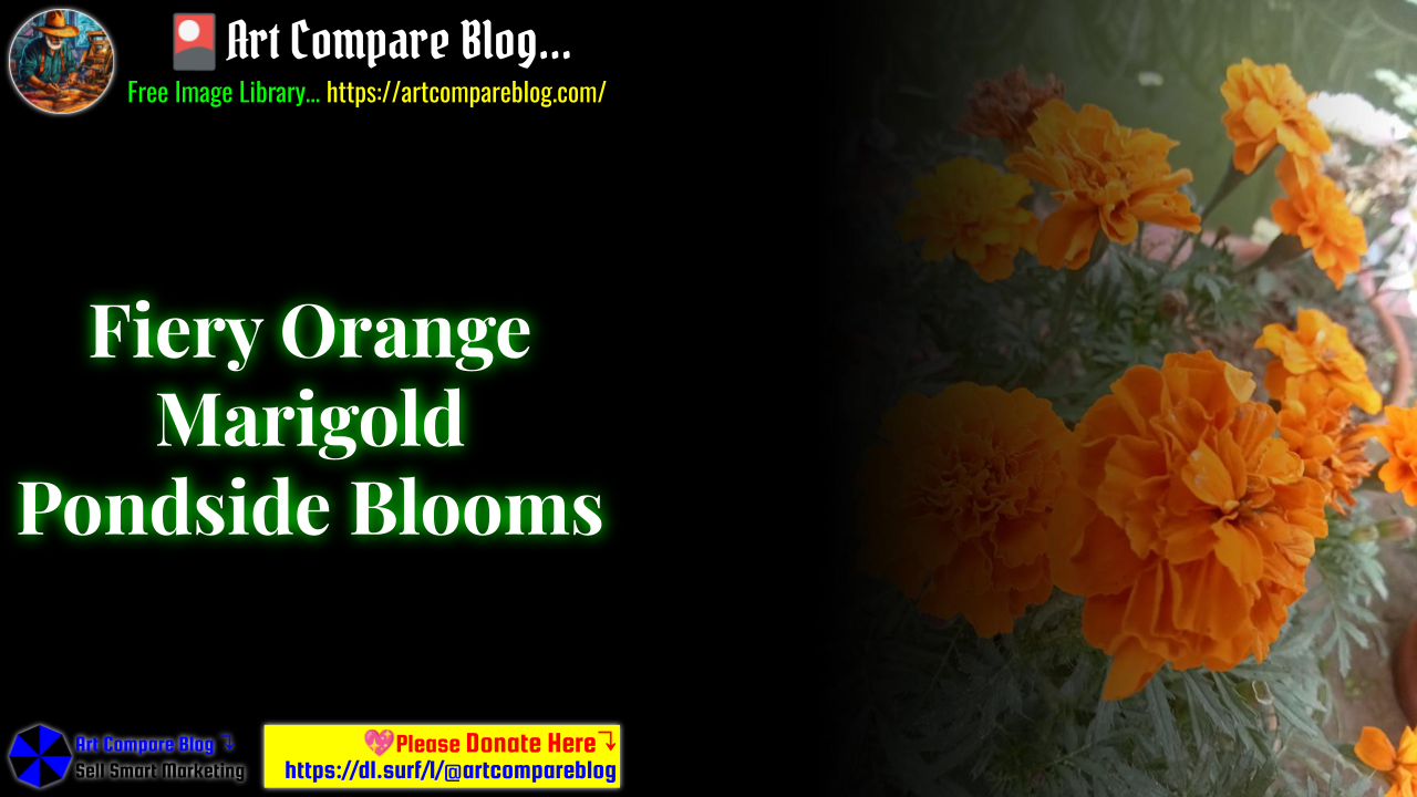 Fiery Orange Marigold Pondside Blooms