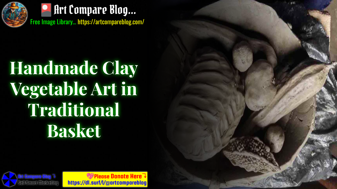 Handmade Clay Vegetable Art in Traditional Basket
