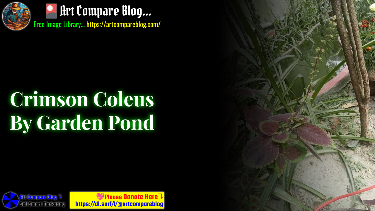 Crimson Coleus By Garden Pond
