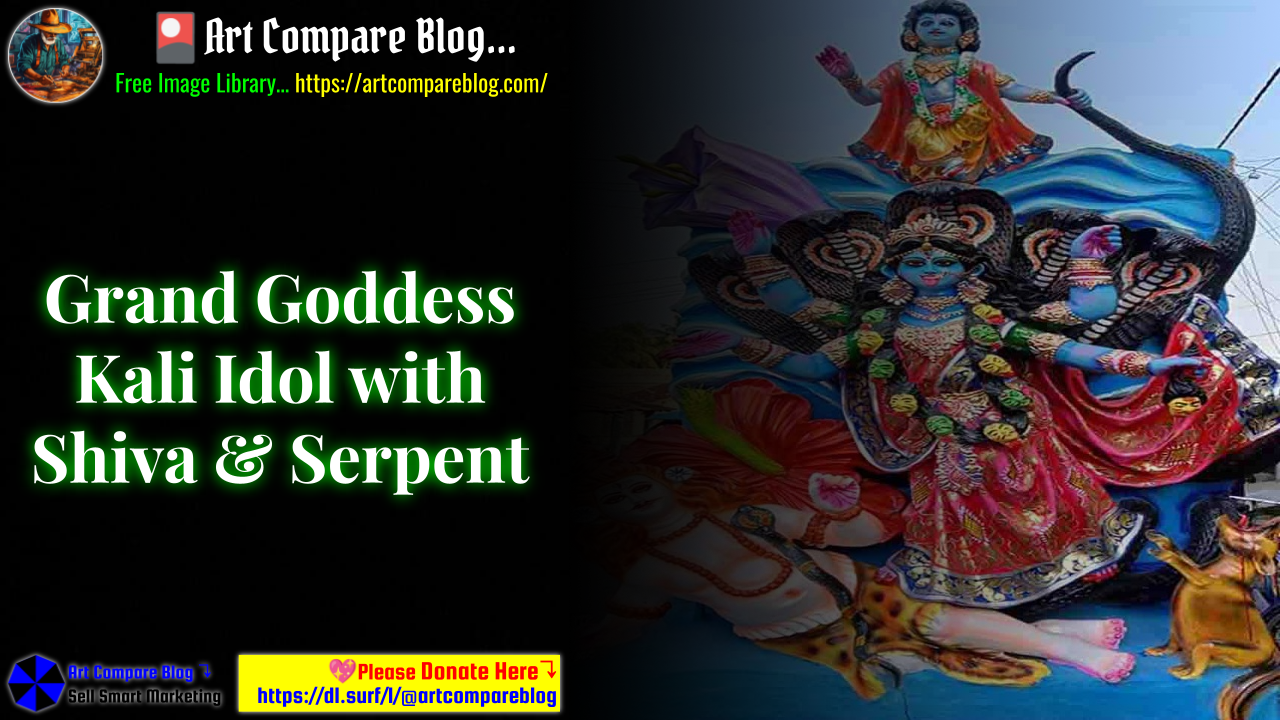 Grand Goddess Kali Idol with Shiva & Serpent