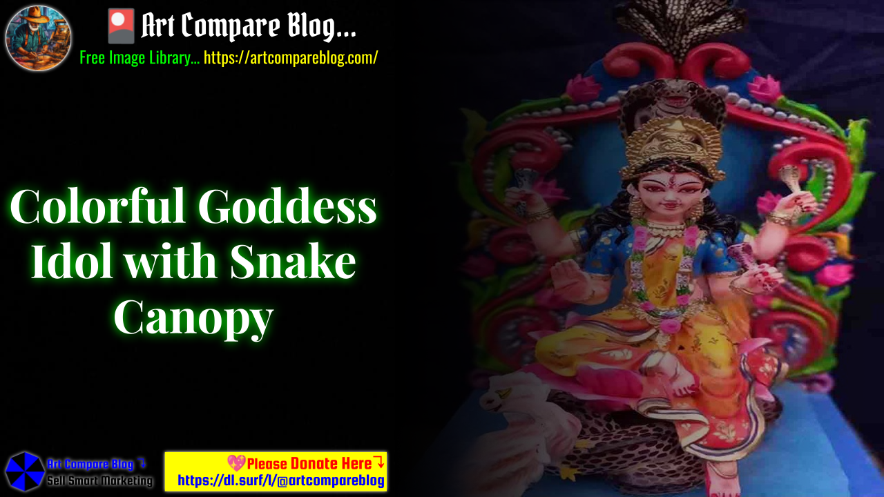 Colorful Goddess Idol with Snake Canopy