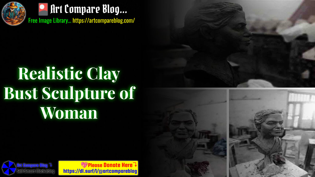 Realistic Clay Bust Sculpture of Woman