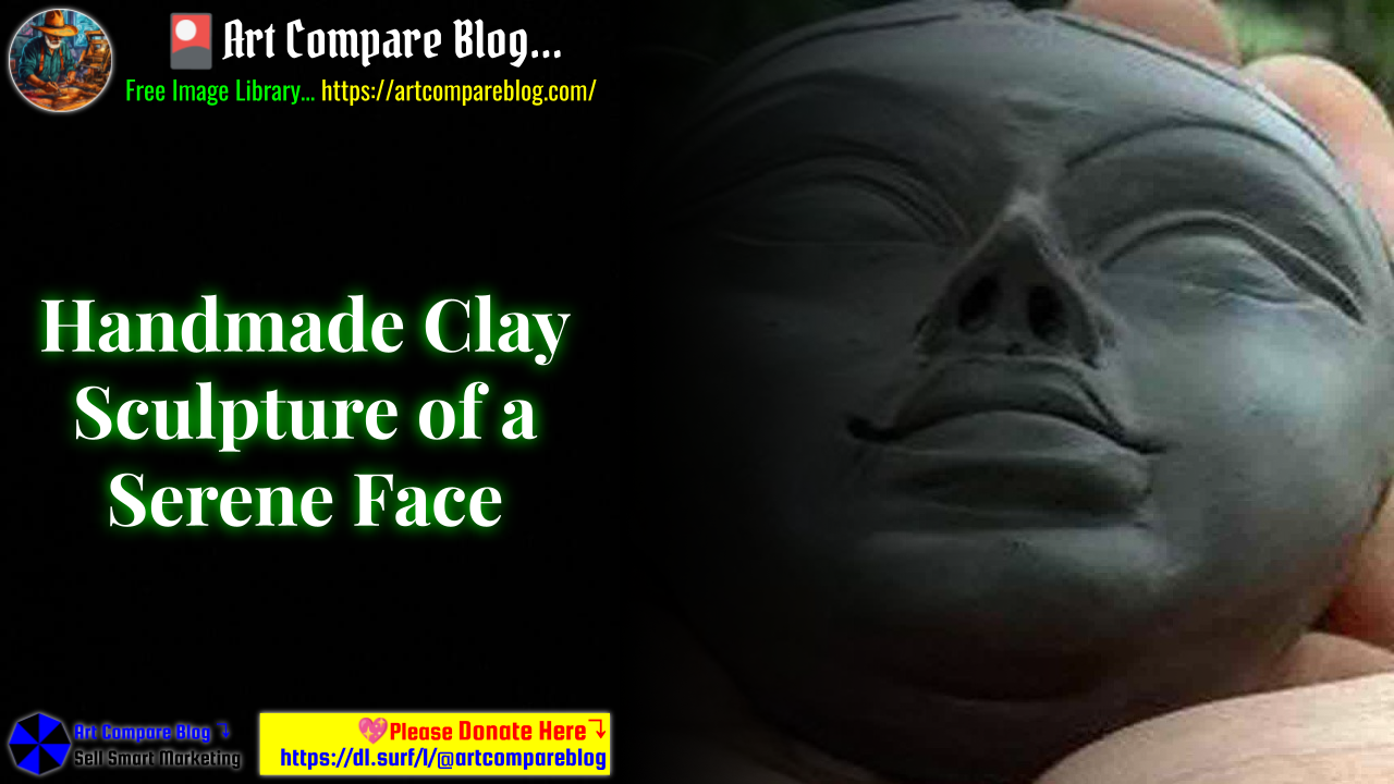 Handmade Clay Sculpture of a Serene Face