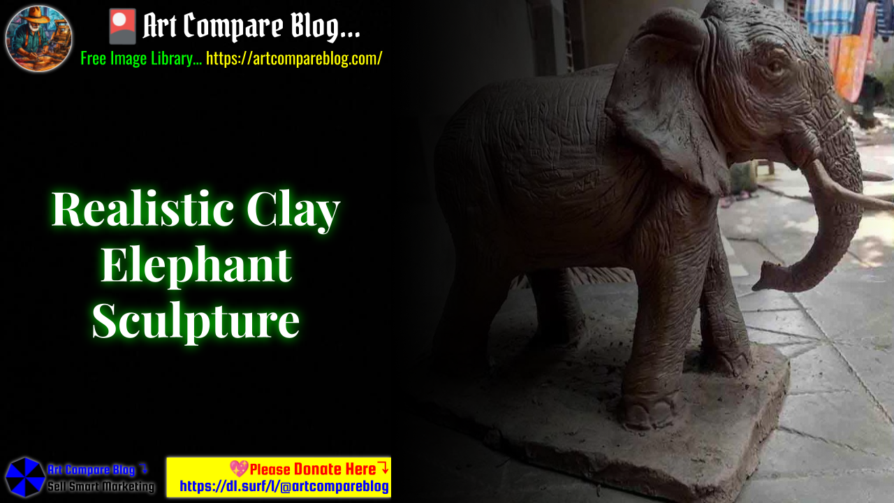Realistic Clay Elephant Sculpture
