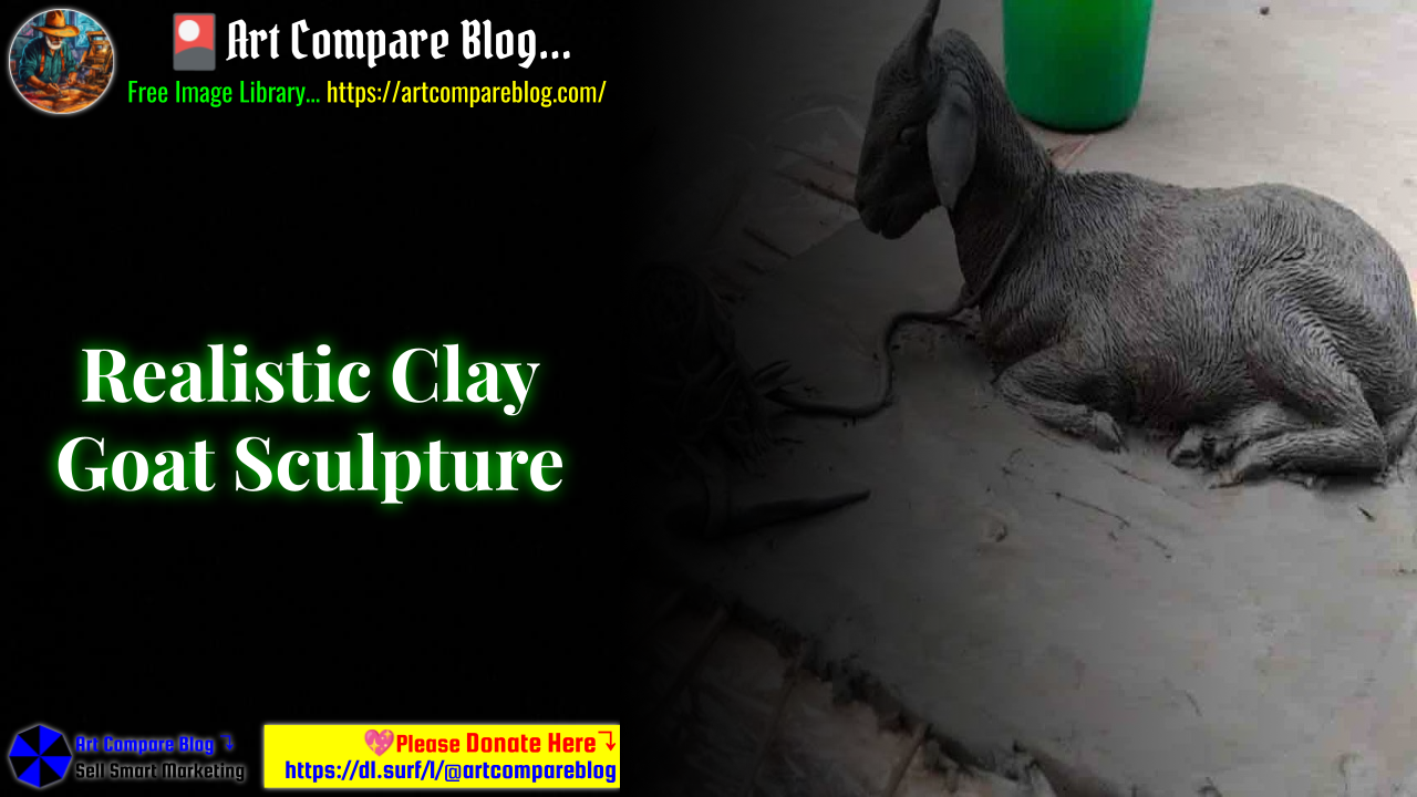 Realistic Clay Goat Sculpture