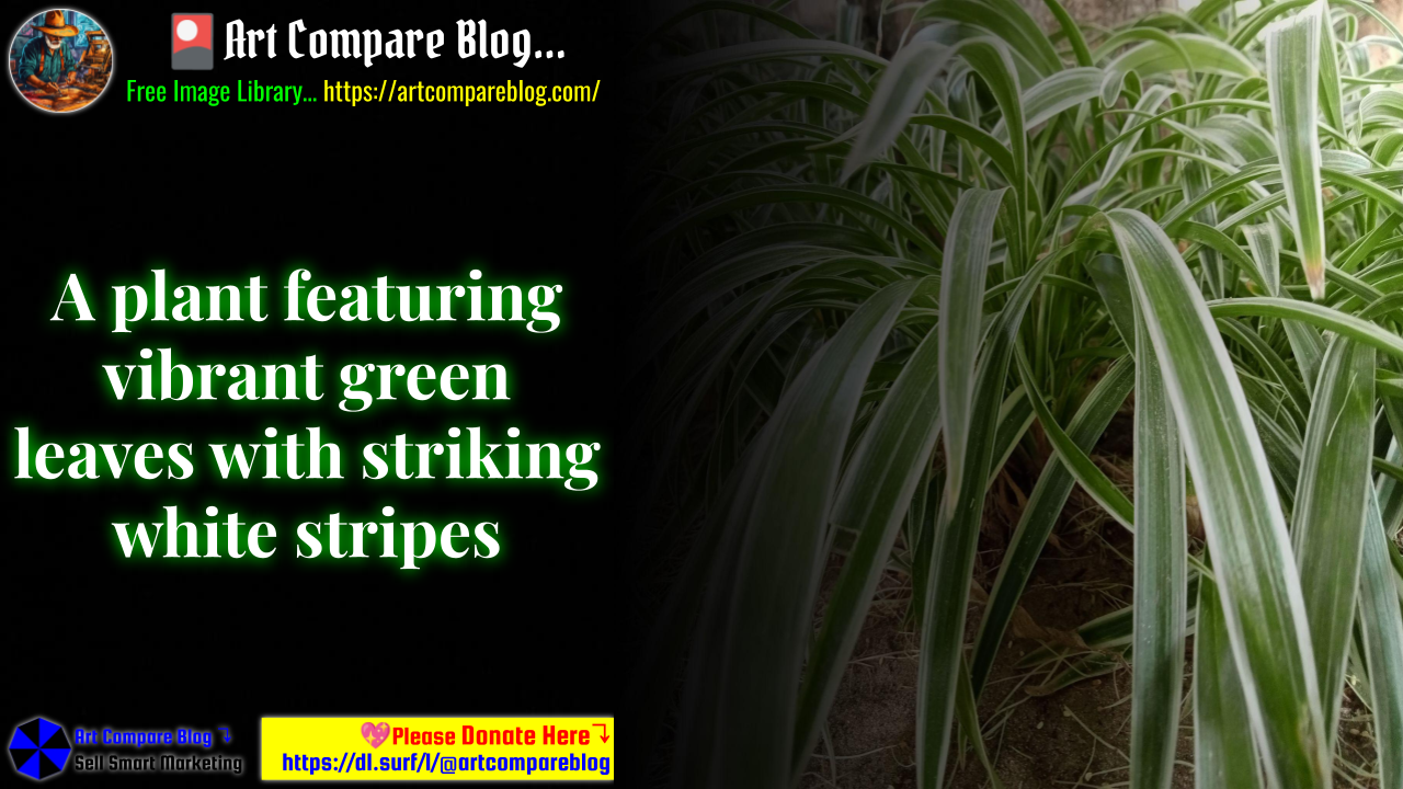 A plant featuring vibrant green leaves with striking white stripes